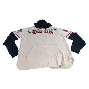 47 Brand Mens Red Sox Shortstop Trifecta Hoodie Large White Navy Red Pullover